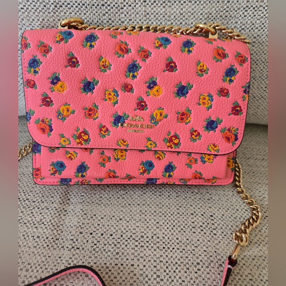 NWT COACH Leather Crossbody Pink Lemonade Floral Bag - Picture 10 of 16